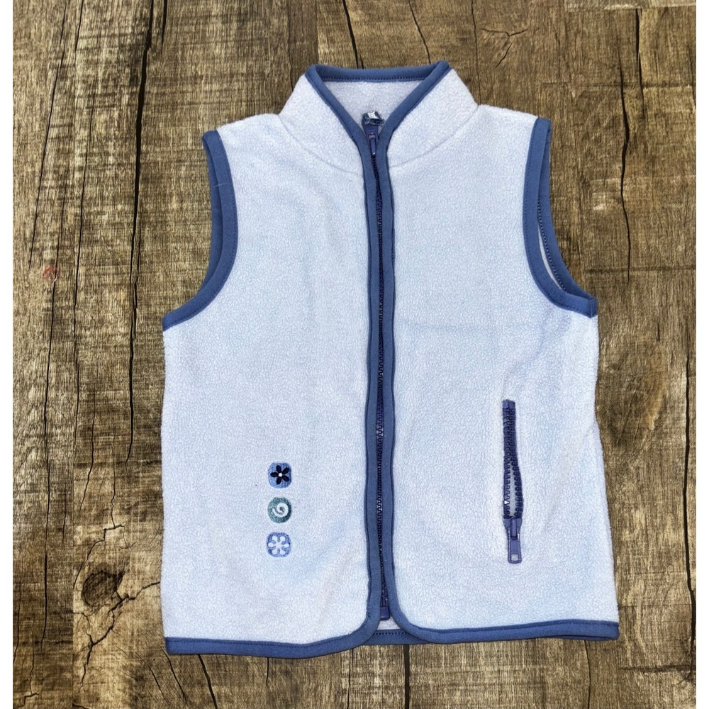 Vintage‎ OshKosh B'Gosh Girls Fleece Vest Light Blue Full Zip Embroidered 2T